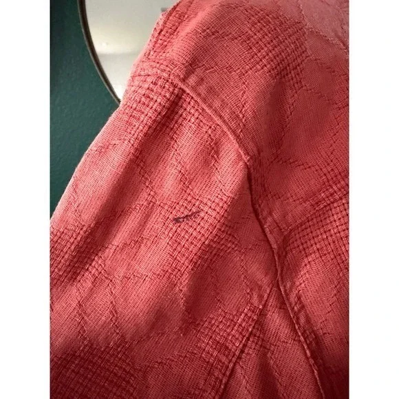 Coldwater Creek Linen Blend Button Jacket Womens L Coral Coastal Classic Shacket - Picture 10 of 11